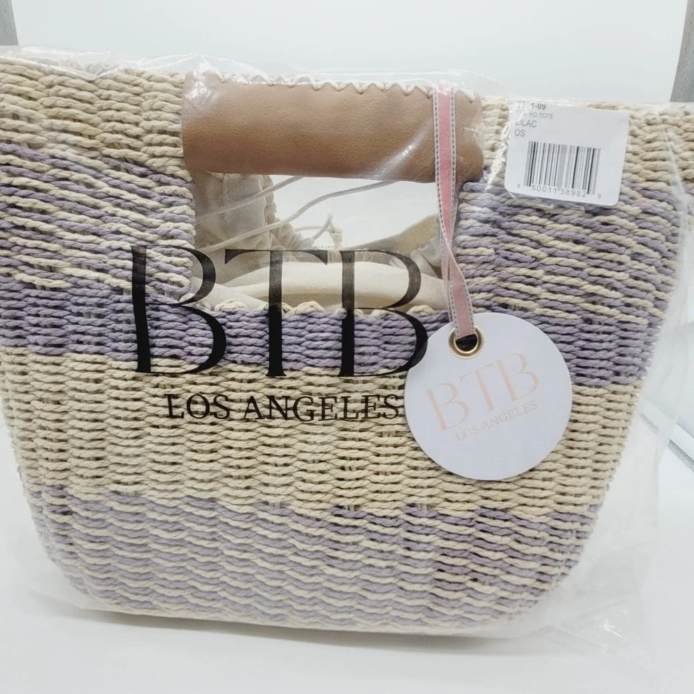 BTB Los Angeles Ro‎ Tote Women's Large Woven Straw Shoulder Tote Bag Beach Boho